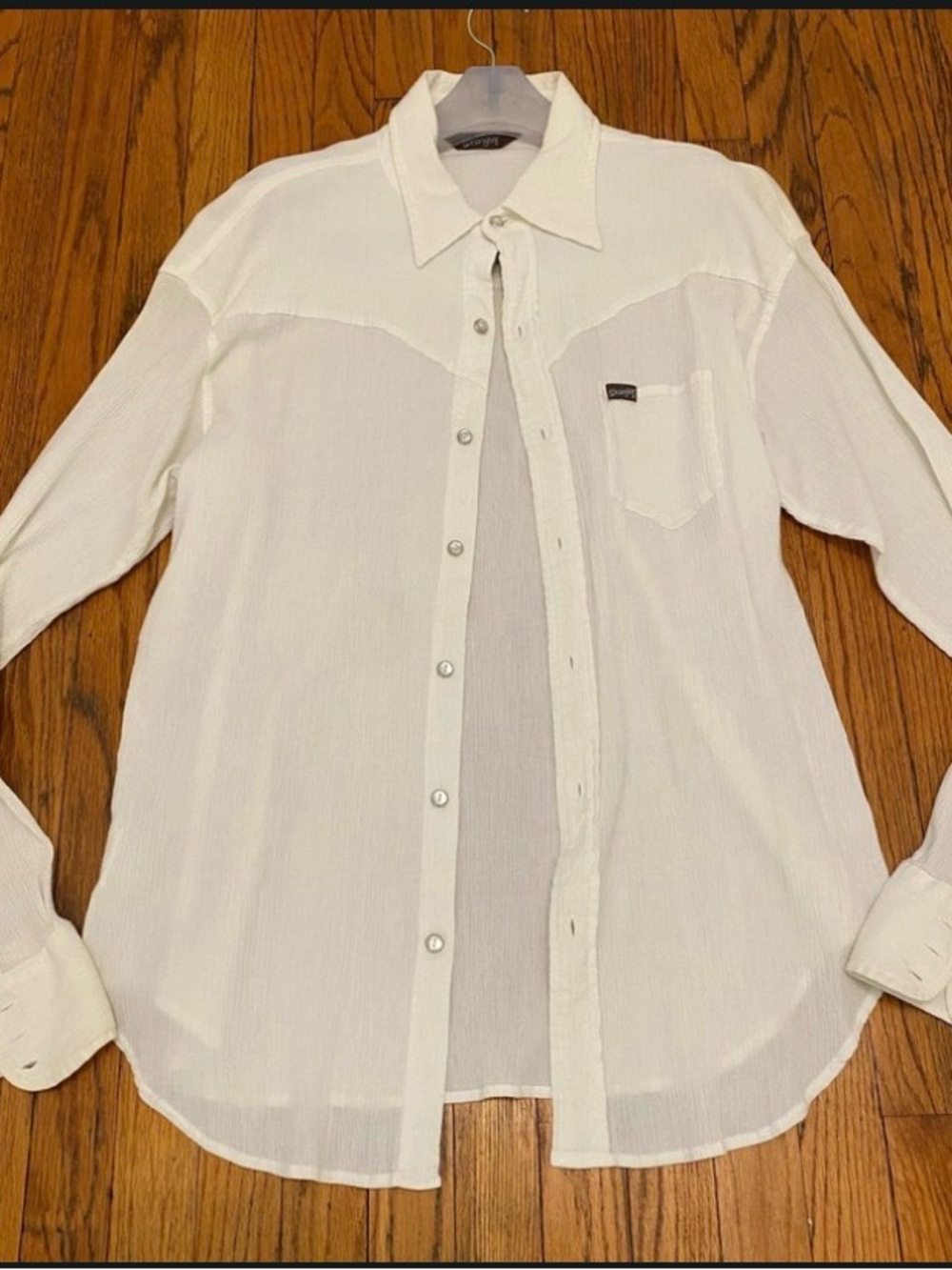 Wrangler Western Pearl Button Front Gauze Cotton Shirt Size XL Made in Hong Kong